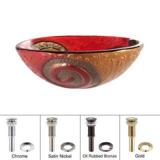 KRAUS Glass Vessel Sink in Copper Snake With Chrome Pop Up Drain and 