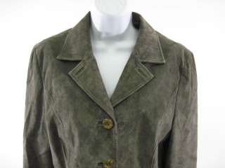 BETTY BARCLAY Gray Button Front Suede Blazer Jacket 40  