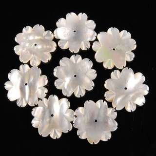 g0060 8pcs carved shell flower pendant beads  