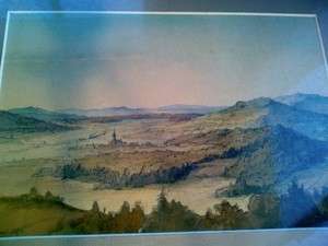 Beautiful 1890s Watercolor of Country Landscape Signed  