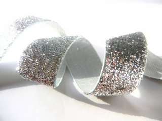 yards 3/4 inch Silver Glitter Ribbon Cheer Bows  