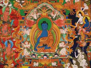 Thangka Medizinbuddha Mandala Tibet Antik Lama Nepal Buddhismus 