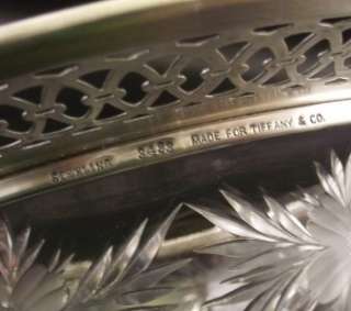   Sterling Silver and Cut Glass Footed Bowl~Engraved Flowers ((&)  