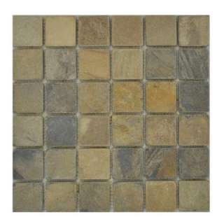   CourtSequoia Slate Mosaic 12 in. x 2 in. Slate Floor and Wall Tile