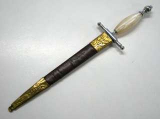 VINTAGE LETTER OPENER KNIFE DAGGER SWORD FORM WITH HOLDER PRETTY 