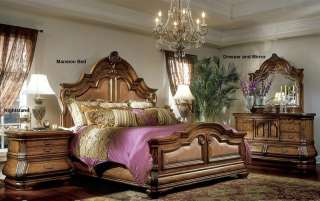   Leather & Pine 4PC King Bed Master Bedroom Furniture Set  