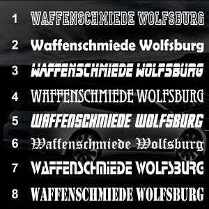 AUFKLEBER WAFFENSCHMIEDE WOLFSBURG VW 90cm  