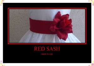NEW RED BELT SASH MATCH FLOWER GIRL CHRISTMAS DRESS  