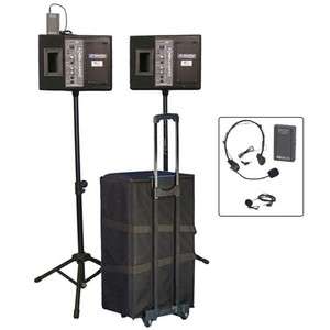 NEW PORTABLE COMPLETE WIRELESS SPEAKERS PA SYSTEM w/ HEADSET, LAPEL 