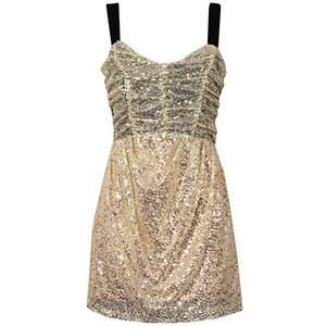 BNWT Max C London Gold Sequin Ruche Dress  