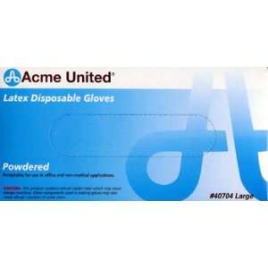 Acme United Lightly Powdered Disposable Latex Gloves, Box of 100 