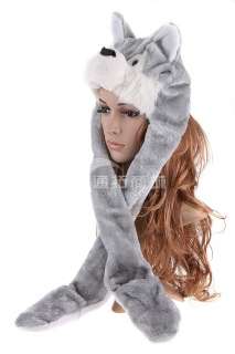 HOT SELL Grey Wolf Fancy Dress Costume Hat Cap Gloves  