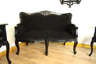 French Style Furniture Black 2 Seater Settee Loveseat  