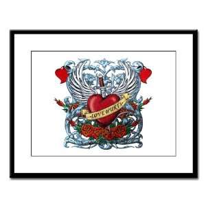  Large Framed Print Love Hurts with Sword Heart Thorns and 