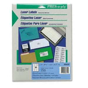  Avery  Pres A Ply Laser Address Labels, 1 x 2 5/8, White 