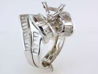   Diamond 3.00ct 14K White Gold Engagement Wedding Ring Semi Mount Set