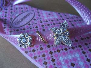 Havaianas Slim CurlyGem CLEAR CRYSTAL & GOLD BUTTERFLY fits on any 