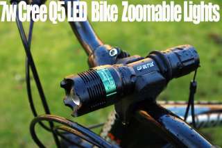 7w Cree Q5 LED bike cycle zoomable twin front torch Head / Front light 