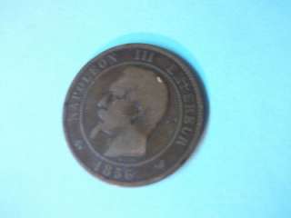 1856 W FRANCE NAPOLEON III 10 CENTIMES COIN  