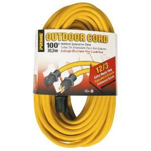   EC500835 100 Foot 12/3 SJTW Jobsite Outdoor Extension Cord, Yellow