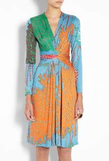 Issa  Multicoloured False Wrap Printed Silk Jersey Dress by Issa