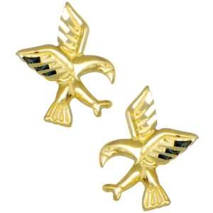  14k Yellow Gold Flying Birds Stud Earrings Jewelry
