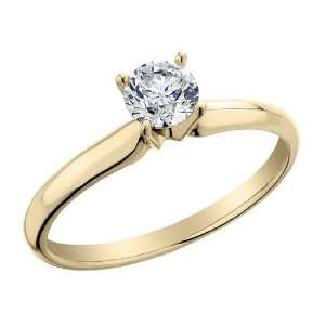 Diamond Solitaire Engagement Ring 1/5 Carat (ctw) in 10K Yellow Gold 