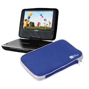  Blue Durable Neoprene Mobile DVD Player Case With Dual Zip 
