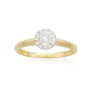 Yellow Gold Plated Sterling Silver Circle Cluster Diamond Ring (0.15 