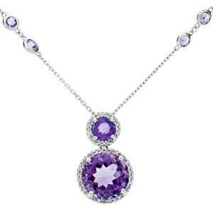  5.26 Carat 14kt White Gold Amethyst and Diamond Necklace Jewelry