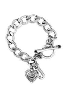    Juicy Couture Pave Heart Starter Charm Bracelet in Silver Clothing