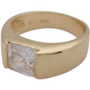   24k Gold over Sterling Silver) Princess Cut Simulated Diamond CZ Ring