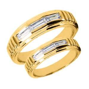  1.1 Ct Diamond Wedding Band Set Engagement Ring Baguette 