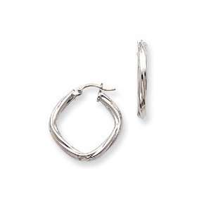  14k White Gold 3mm Twisted Hoop Earrings   JewelryWeb 