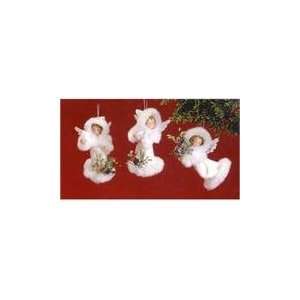   of 12 Snow Fall Valley White Angel Christmas Ornaments