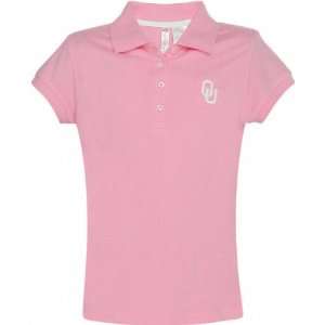 Oklahoma Sooners Youth Girls Solid Pique Pink Polo Shirt  