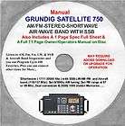   Satellit 750 Shortwave W/Air AM/FM/Air Receiver, Grundig MANUAL Disc