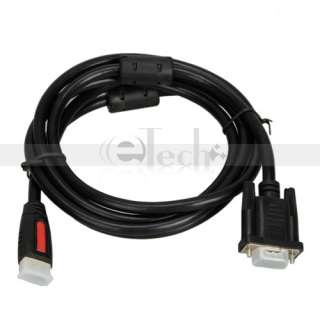   6Ft 1.8m HDMI Male to VGA 15 Pin HD 15 Male Cable for PC Black  