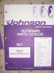 1971 Johnson Sea Horse Outboard Parts Catalog 85 HP E  