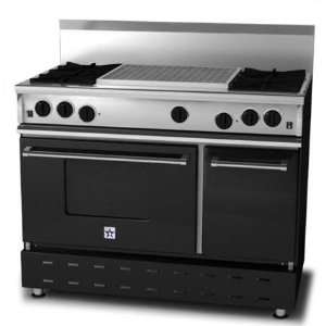   Range RNB 48 Inch Propane Gas Range With 24 Inch Charbroiler   Black