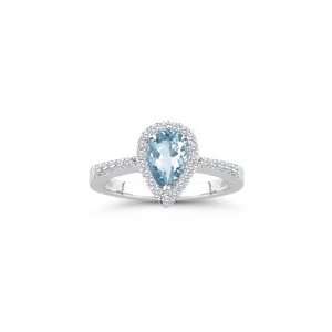   Cts Diamond & 1.20 Cts Aquamarine Ring in 14K White Gold 4.0 Jewelry