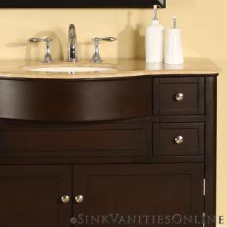 45 Addison   Single Sink Bathroom Vanity Cabinet Travertine Top 