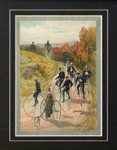 Vintage Penny Farthing High Wheel Bicycle Club Print  