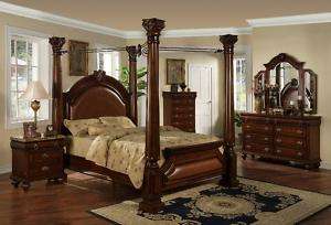 FOUR POST CANOPY QUEEN KING BED BEDROOM SET FURNITURE  