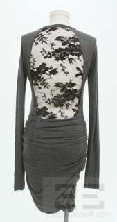 Charcoal Gray Knit Ruched Lace Back Dress Size Small  