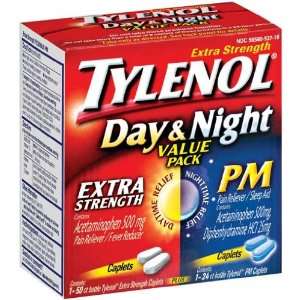 com Tylenol Value Pack Caplets 50 Ct. Extra Strength Day / 24 Ct. Pm 