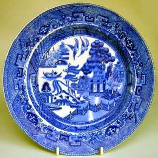 Antique W A Adderley Stone China Blue & White Willow Plate c.1870s 