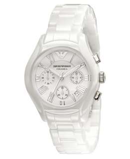 Emporio Armani Watch, Womens Chronograph White Ceramic Bracelet 