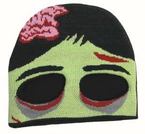   Mirror Zombie Beanie Hat Balaclava Knit Half Mask Brain Undead Novelty