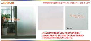 SGP 1 WHITE FROSTED PRIVACY WINDOW FILM 36 X 6.6FT  